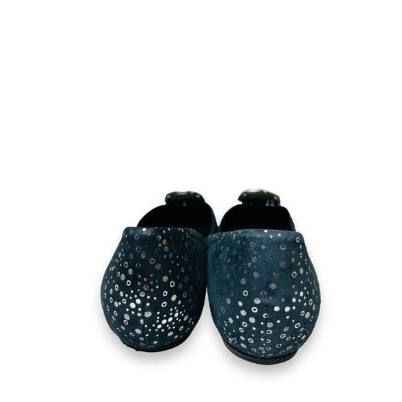 ROGER VIVIER Navy Silver Suede Buckle Sparkle Dots Accent Ballet Flats 38 US 8 - Picture 6 of 8